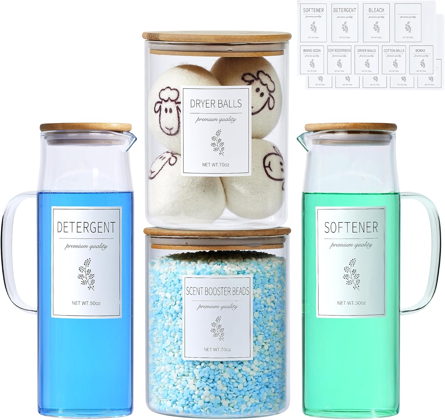 Glass Laundry Detergent Dispenser Set