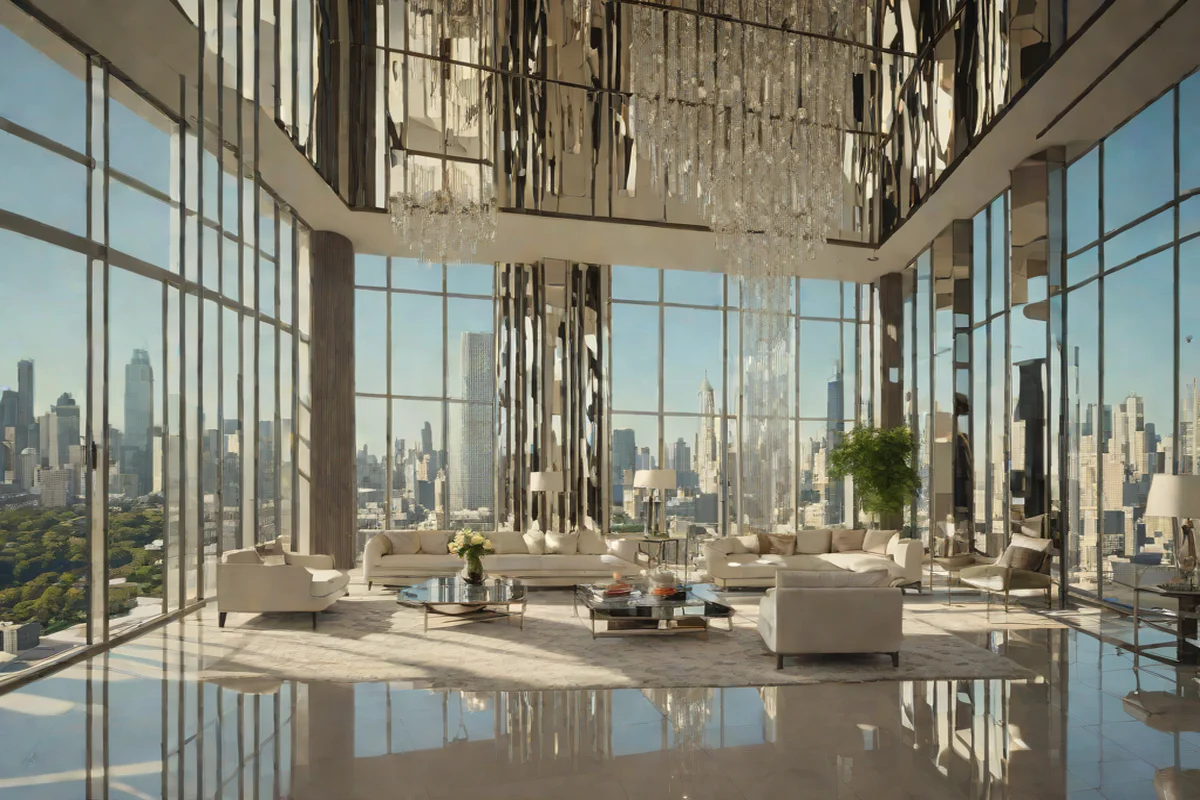 The Power of Oversized Mirrored Walls - Apartment Living Room Decor Ideas