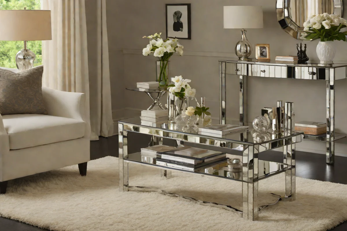 Mirrored Furniture Pieces - Apartment Living Room Decor Ideas