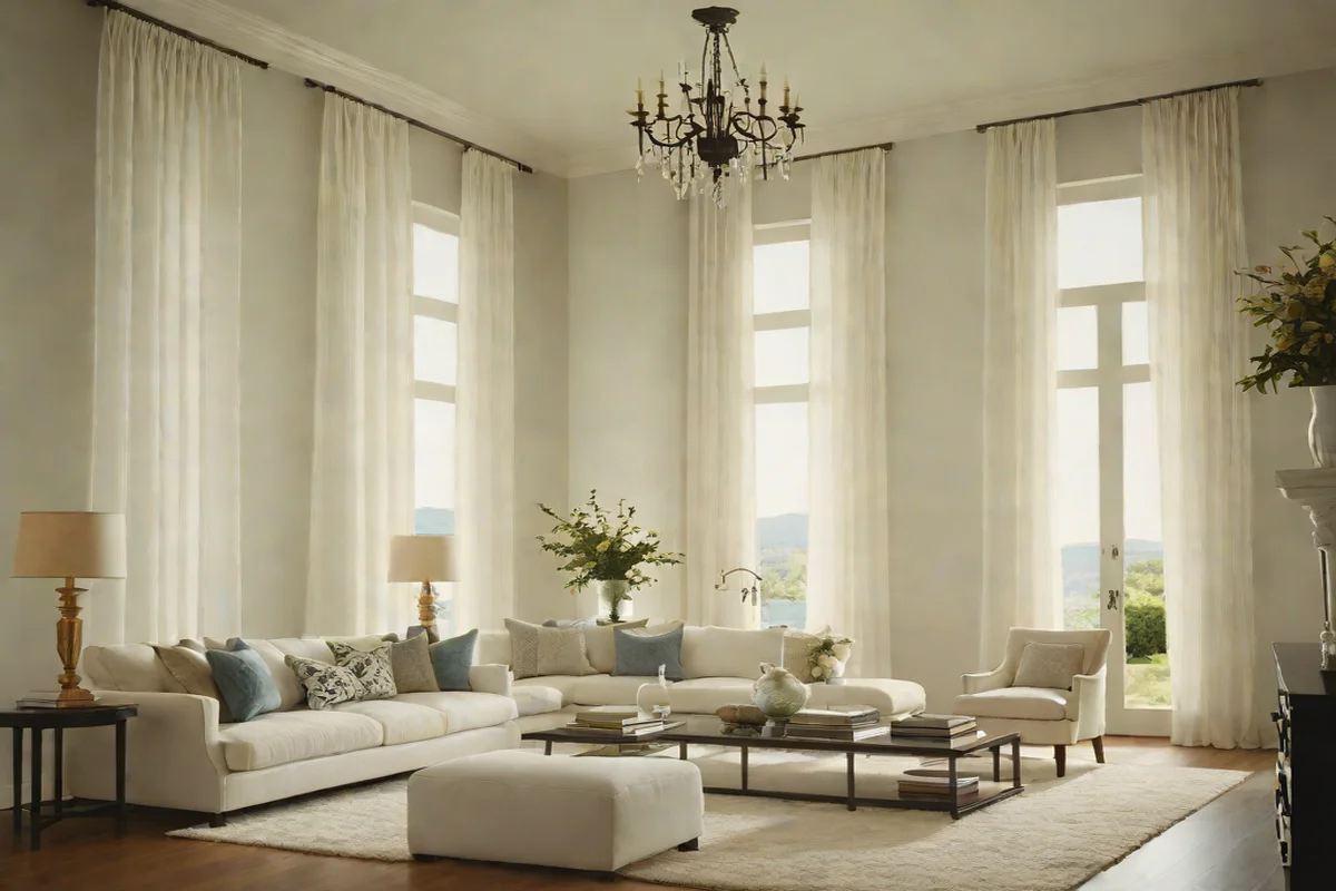 Utilize Floor-to-Ceiling Drapes - Apartment Living Room Decor Ideas