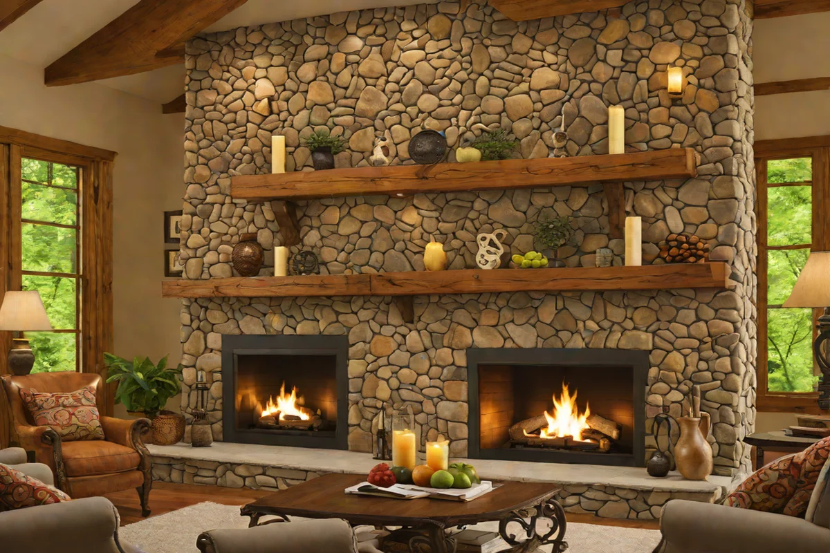 The Warmth of a Stone Fireplace - Farmhouse Living Room Ideas