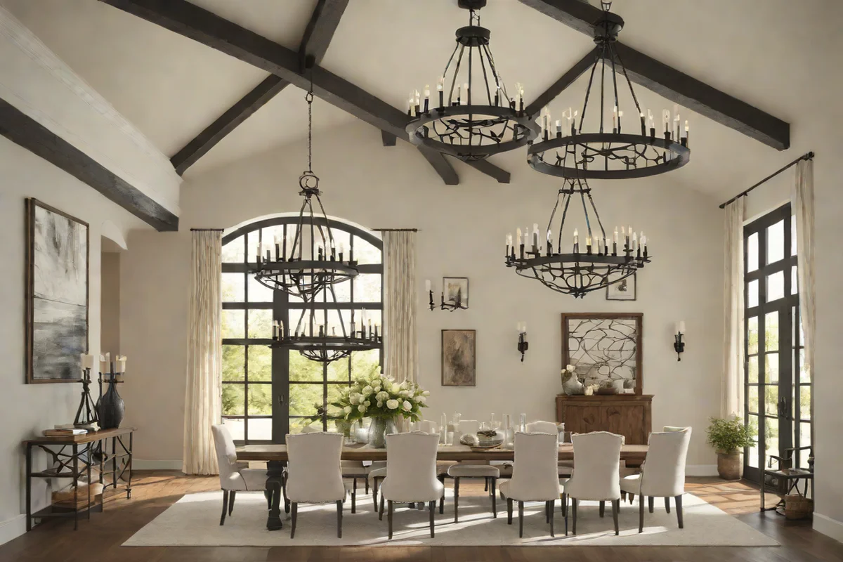 Over-Sized Black Iron Chandeliers - Farmhouse Living Room Ideas