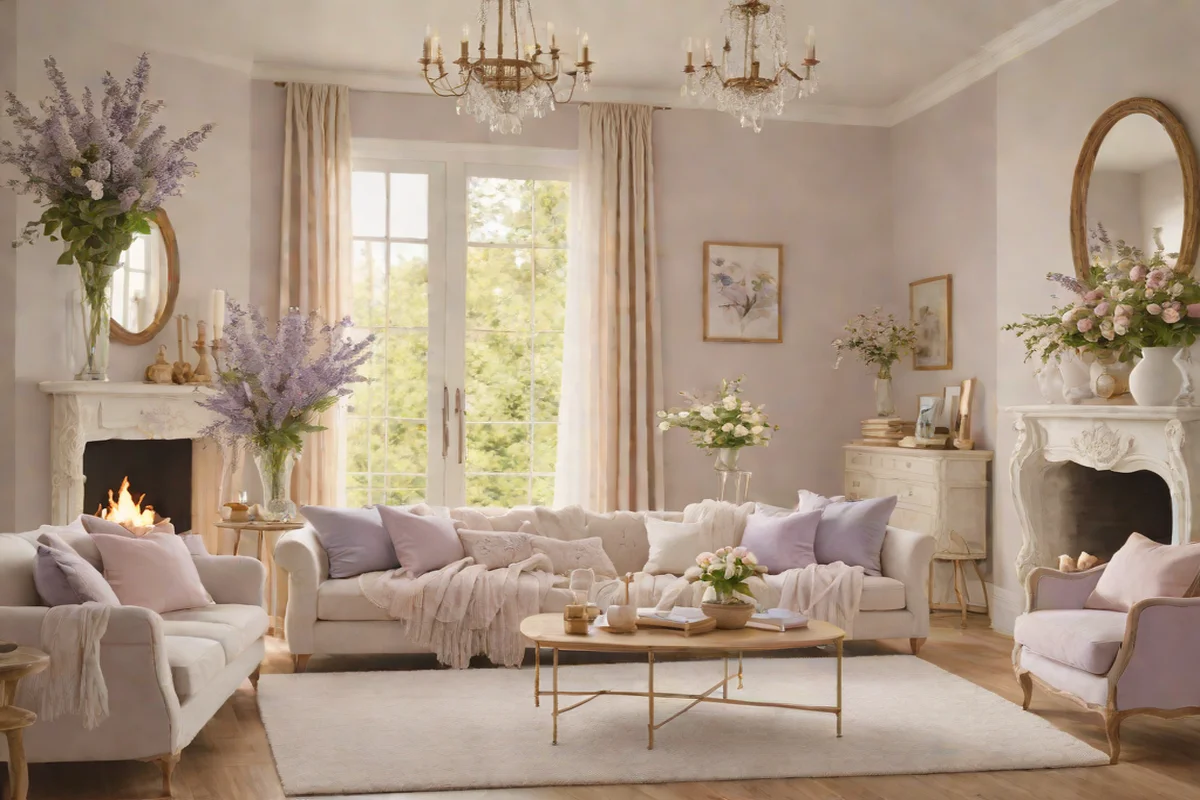 Subtle Pastel Accents - French Country Living Room Ideas
