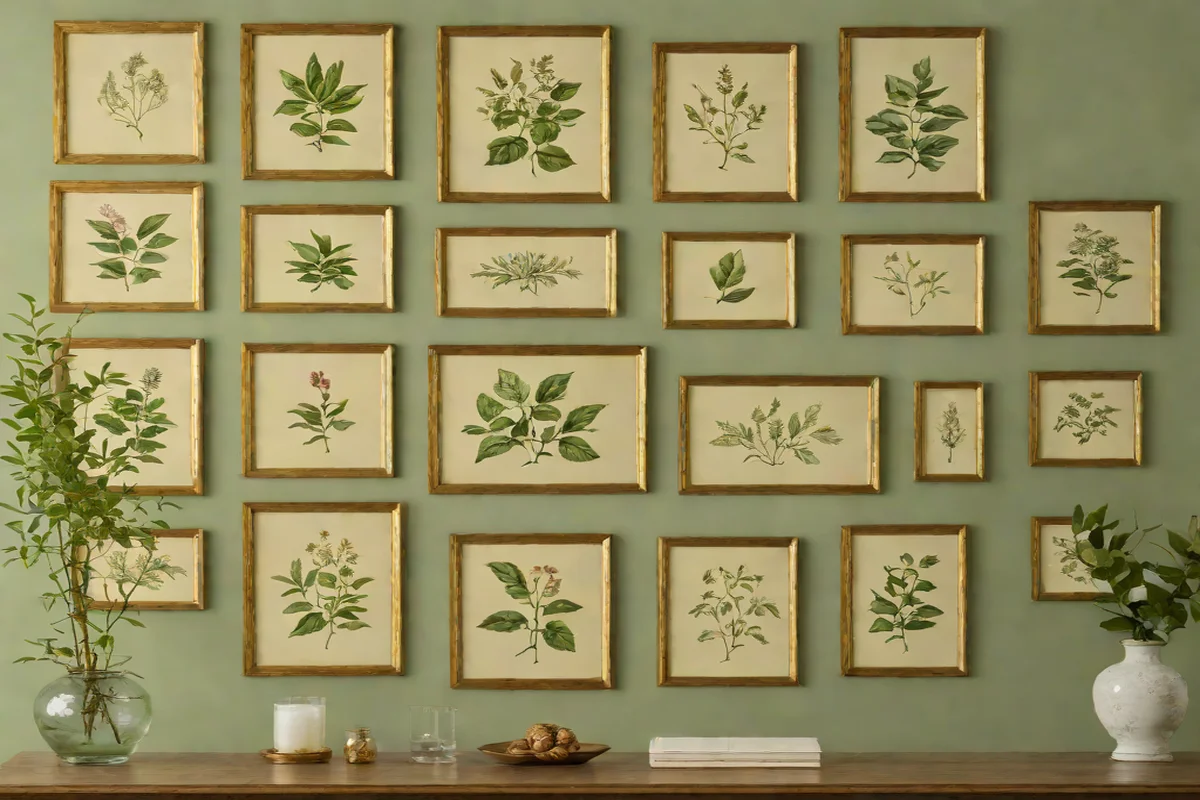 Botanical Prints in Distressed Frames - French Country Living Room Ideas