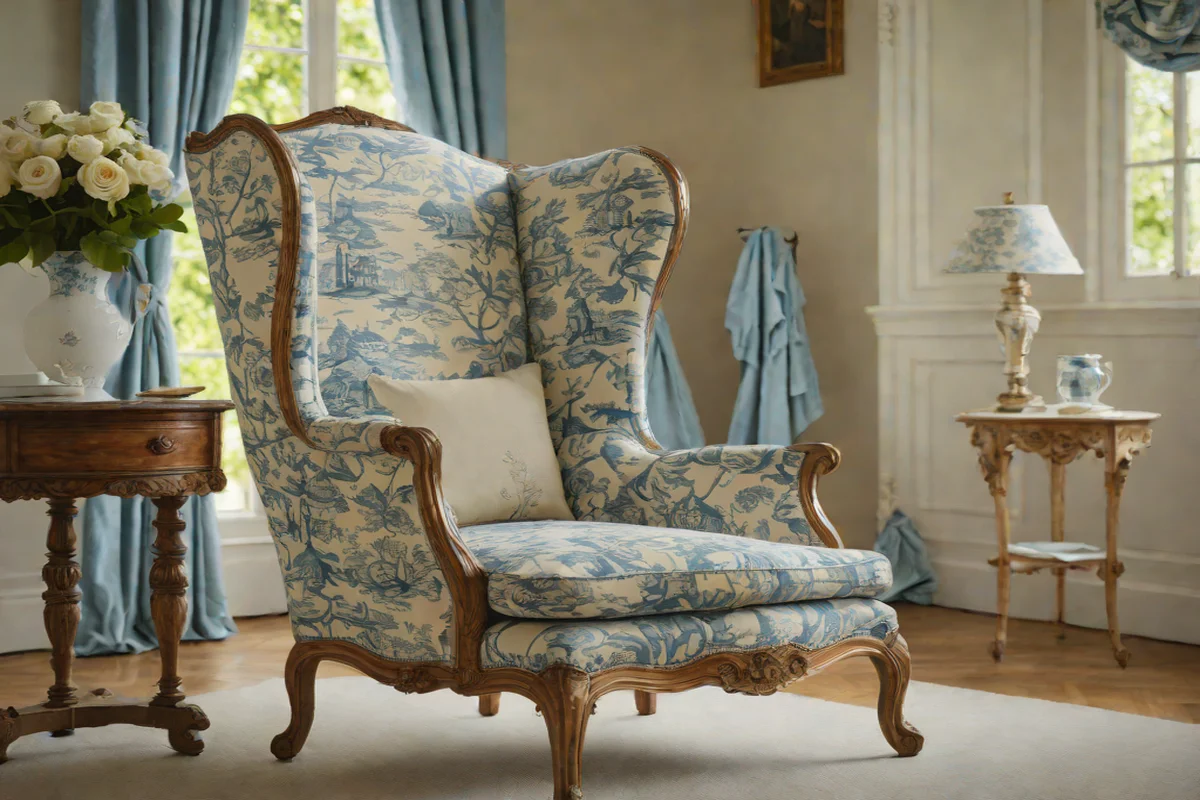 The Iconic Toile de Jouy Pattern - French Country Living Room Ideas