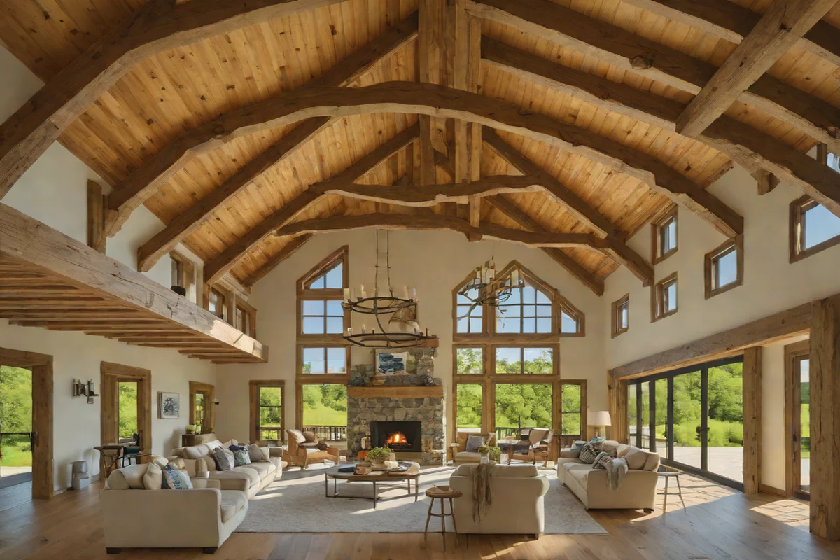 Exposed Ceiling Beams for Rustic Height - French Country Living Room Ideas