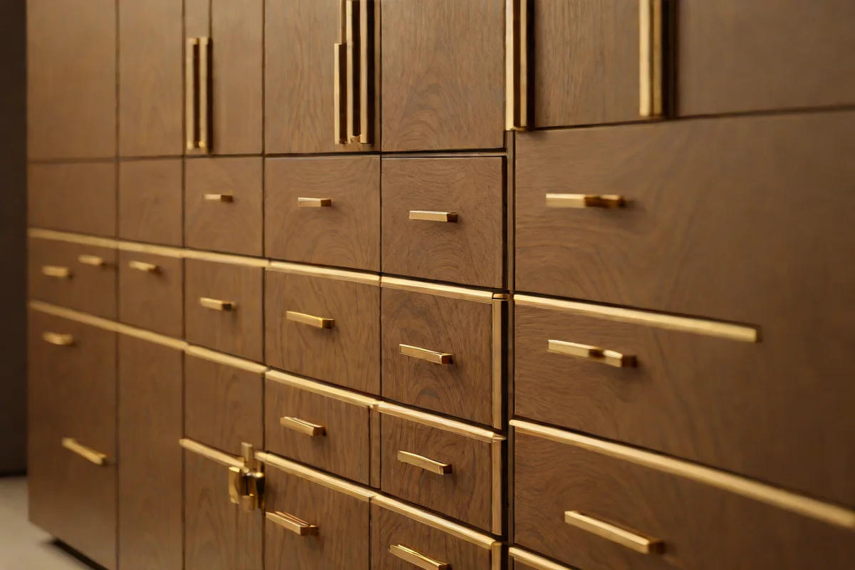 Brass Hardware with Natural Wood - Kitchen Cabinet Hardware Ideas