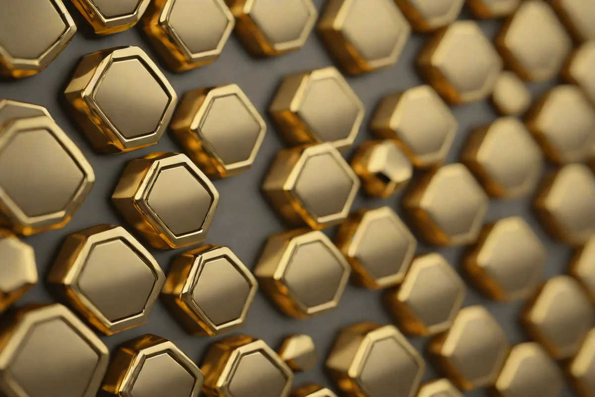 Hexagonal Gold Knobs - Kitchen Cabinet Hardware Ideas