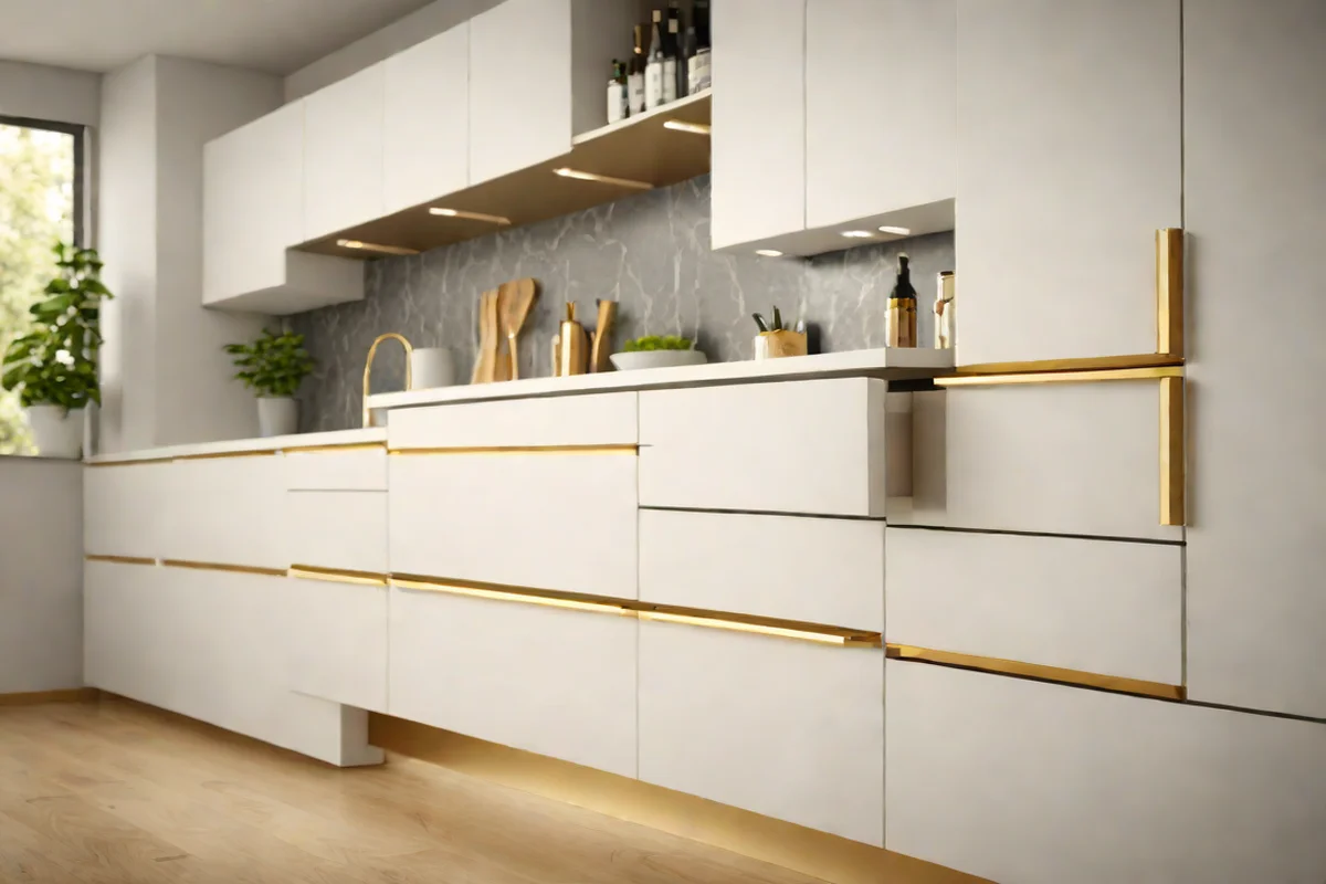 Sleek Brushed Gold Bars - Kitchen Cabinet Hardware Ideas