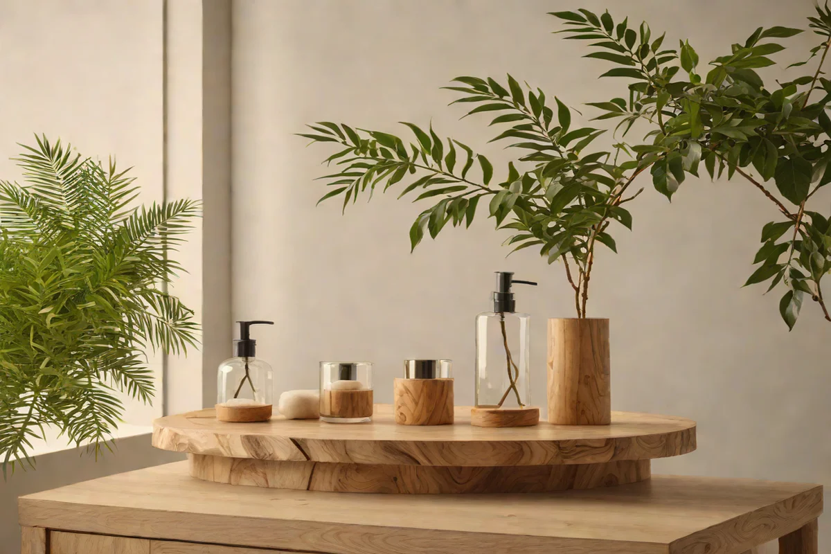 Styling with Wooden Pedestals - Kitchen Island Decor Ideas