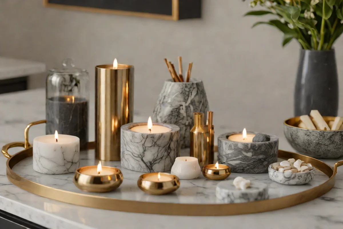 Curated Tray Organization - Kitchen Island Decor Ideas