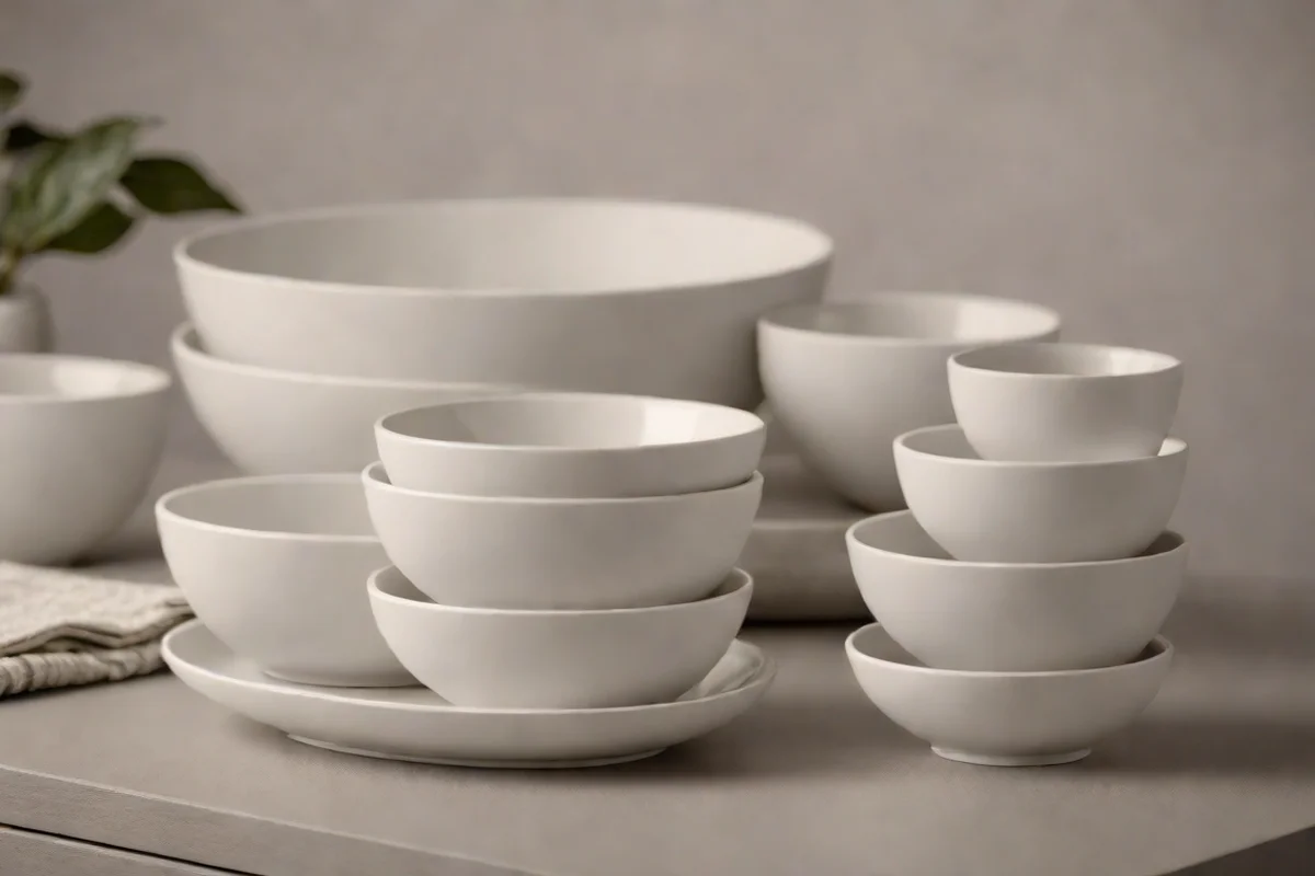 Monochromatic Ceramic Bowls - Kitchen Island Decor Ideas