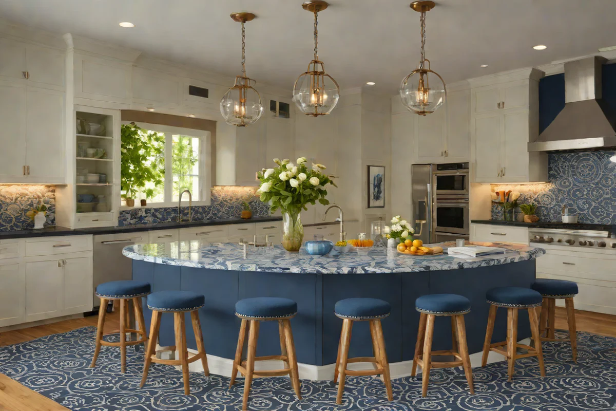 Match Your Stool Fabric to Your Decor - Kitchen Island Decor Ideas