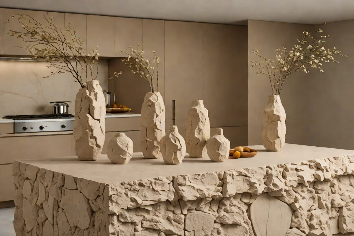 Sculptural Stone Vases - Kitchen Island Decor Ideas