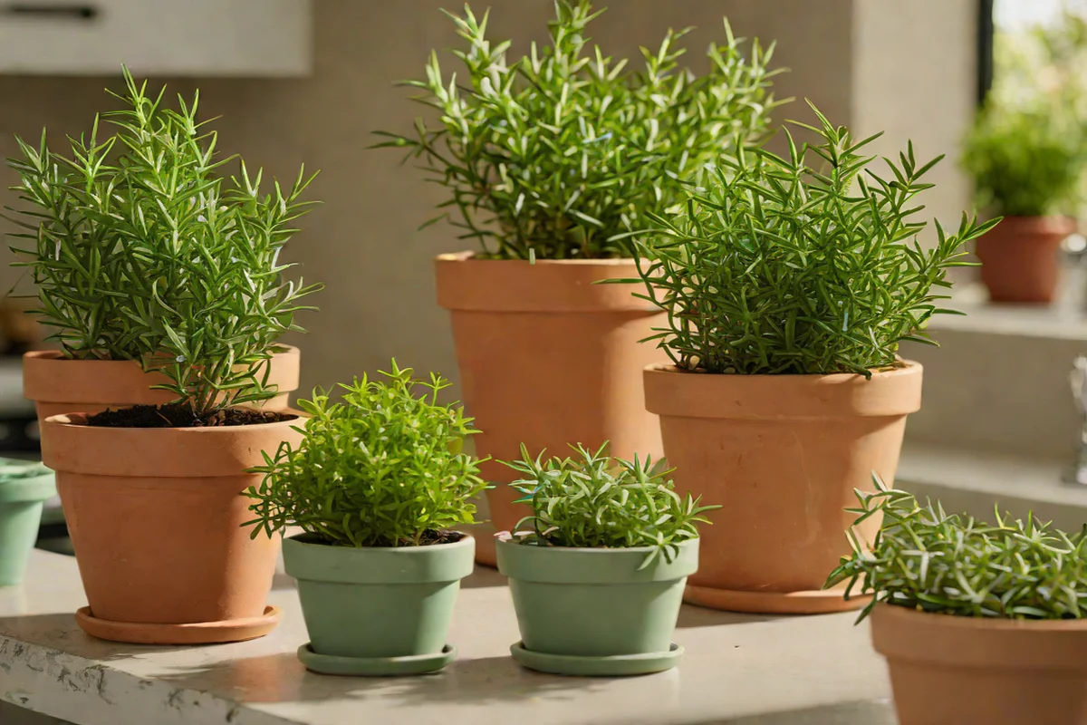 Potted Culinary Herbs - Kitchen Island Decor Ideas