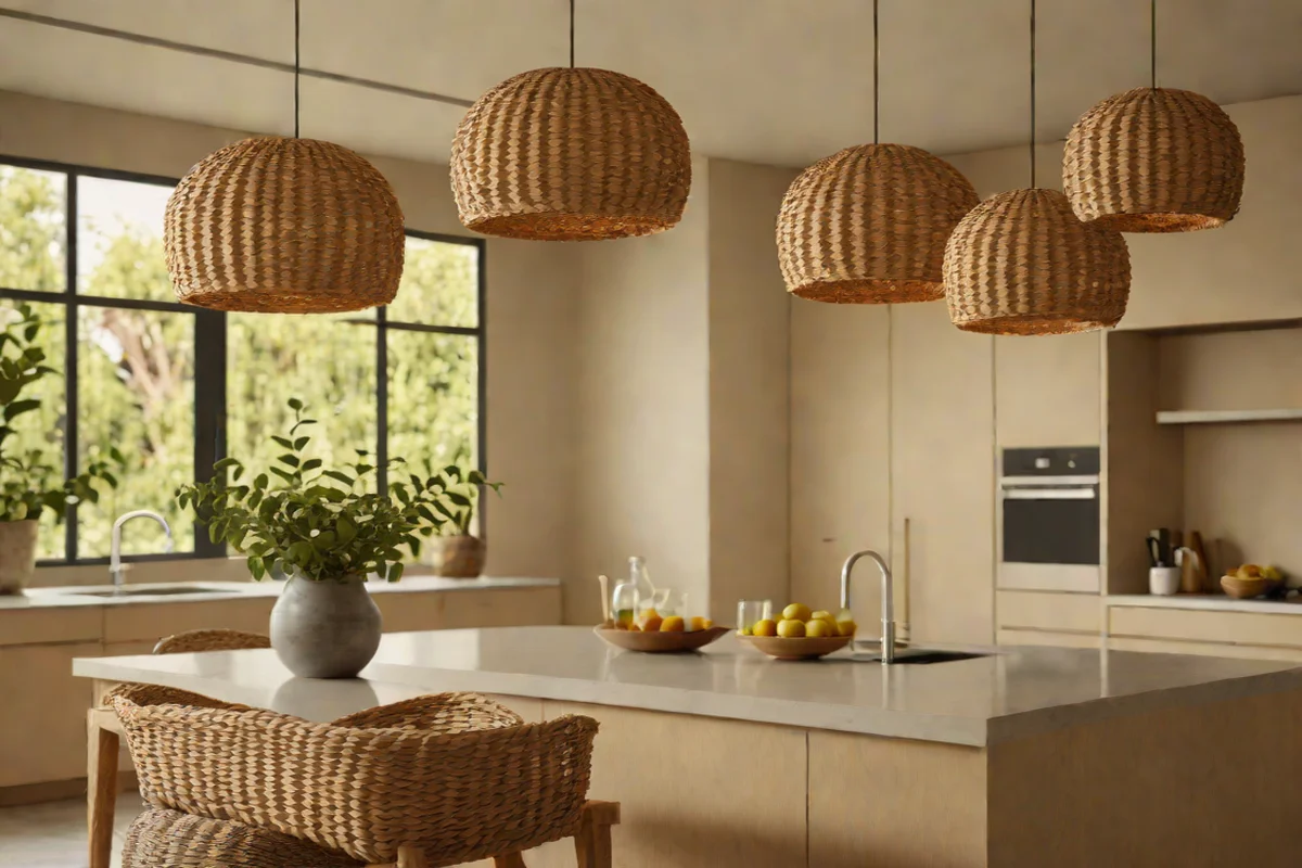 Natural Texture with Woven Rattan - Kitchen Lighting Ideas
