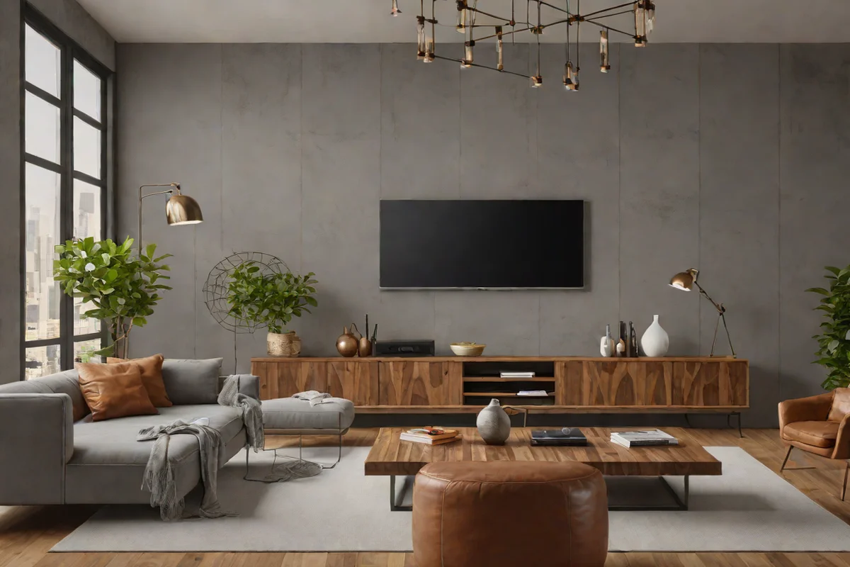The Industrial Concrete Look - Living Room TV Wall Design Ideas