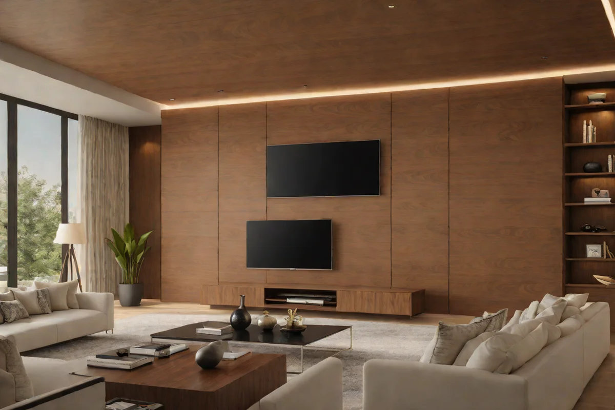 Hidden Sliding Panels - Living Room TV Wall Design Ideas
