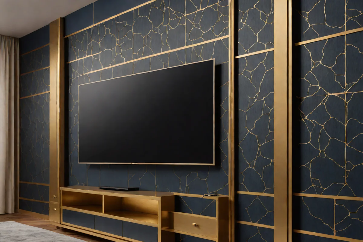 Metallic Trim and Inlays - Living Room TV Wall Design Ideas