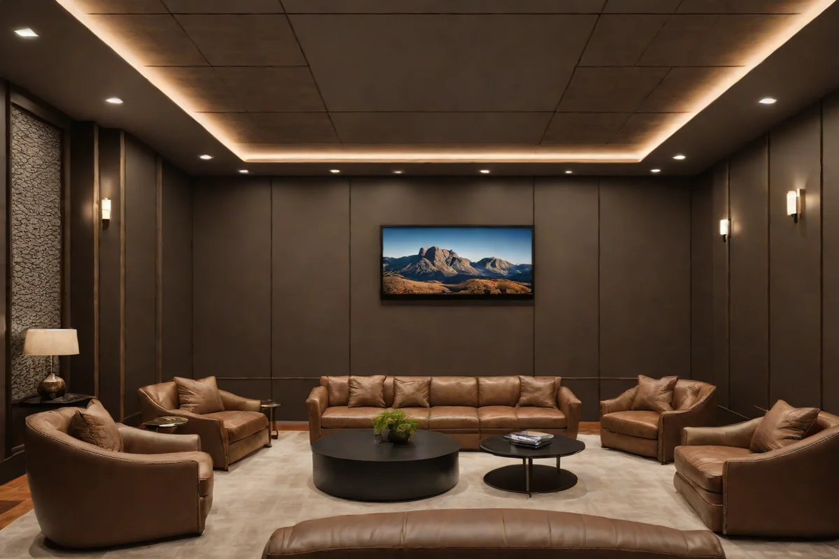 Leather-Wrapped Wall Panels - Living Room TV Wall Design Ideas