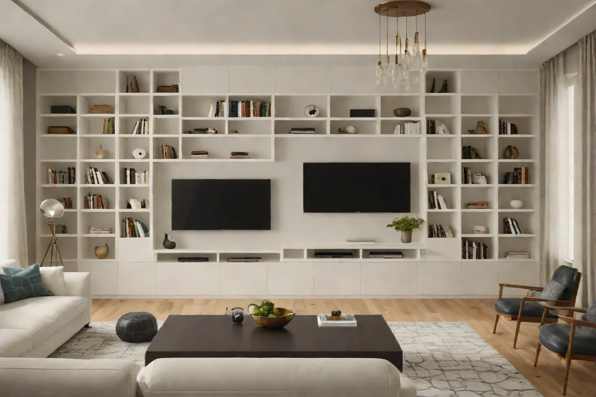 Integrated Shelving and Cabinetry - Living Room TV Wall Design Ideas