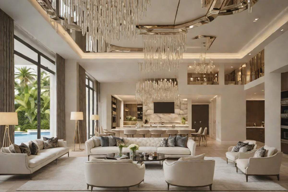 Mirrored Backsplashes in Open Plans - Luxury Living Room Ideas