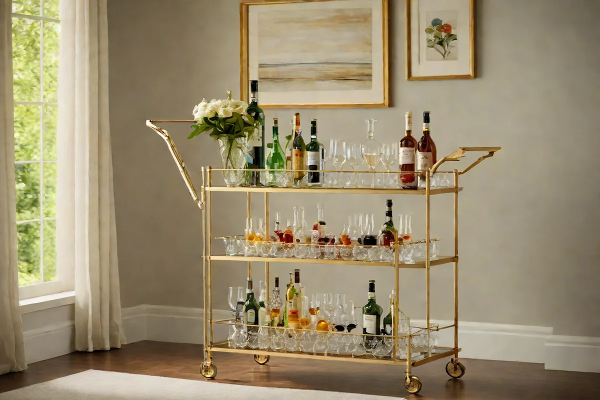 The Bar Cart as Functional Art - Mid-Century Modern Living Room