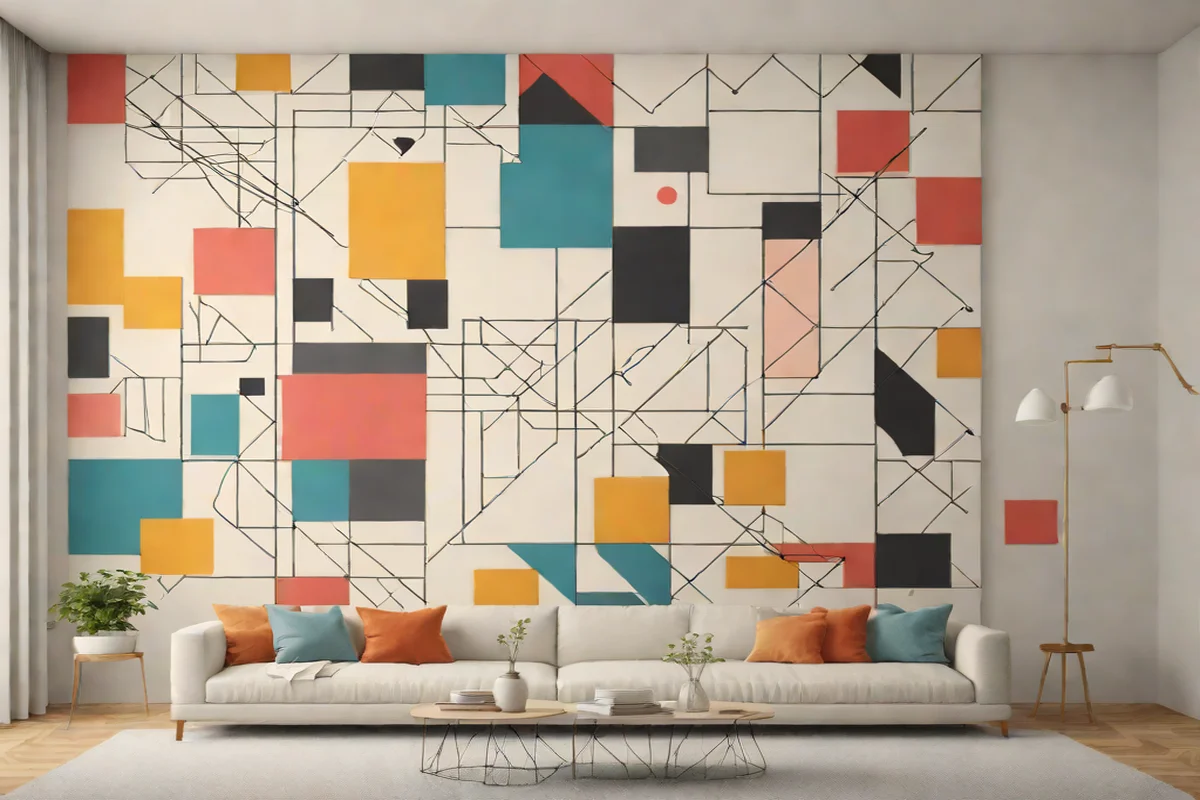 Large-Scale Graphic Wall Art - Mid-Century Modern Living Room
