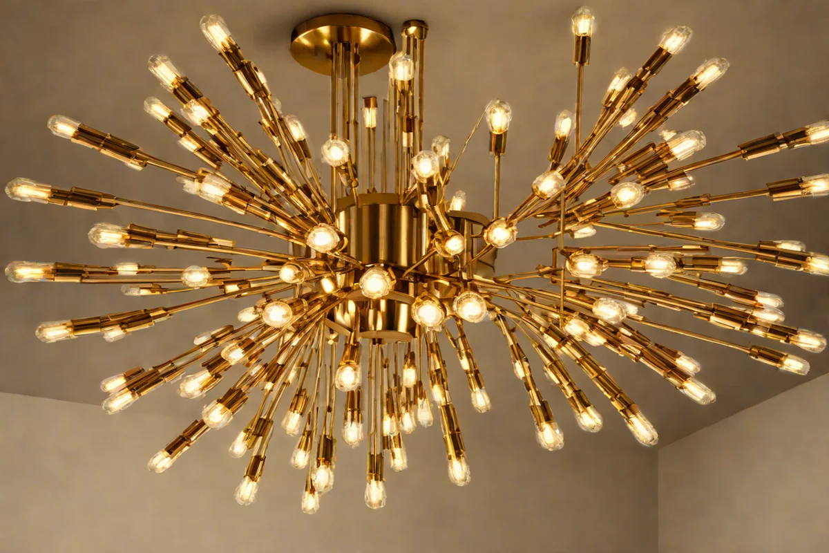 Sputnik Chandeliers for Retro Sparkle - Mid-Century Modern Living Room