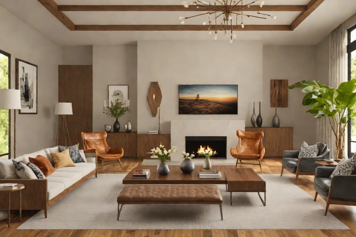 Asymmetrical Balance for Modern Interest - Mid-Century Modern Living Room