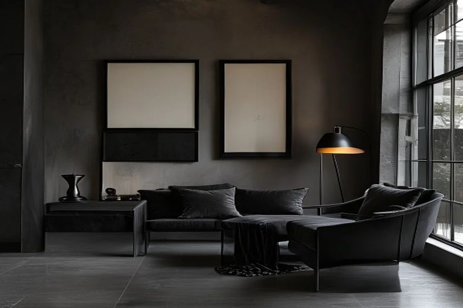 Black Accents for Sophisticated Contrast - Modern Japandi Living Room Designs