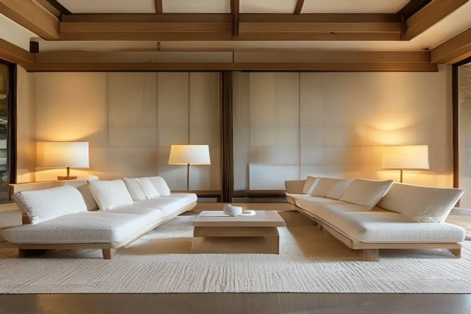 Symmetrical Layouts for Mental Order - Modern Japandi Living Room Designs