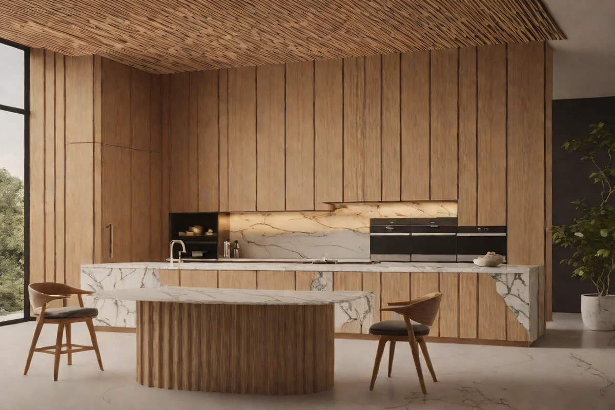 Fluted Details in Wood and Stone - Modern Living Room Design Ideas