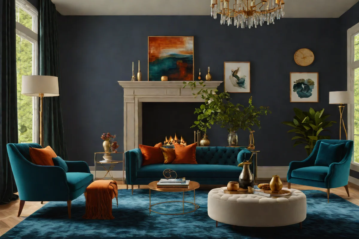 Velvet in Moody Jewel Tones - Modern Living Room Design Ideas