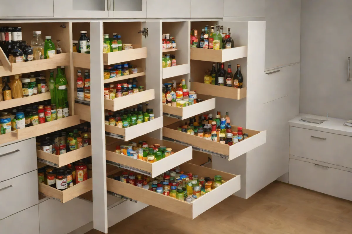 Pull-Out Drawers for Deep Cabinet Pantries - Pantry Organization Ideas
