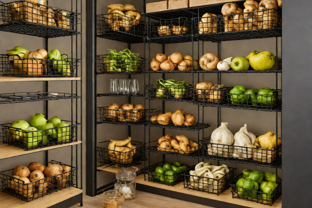 Wire Baskets for Breathable Produce - Pantry Organization Ideas
