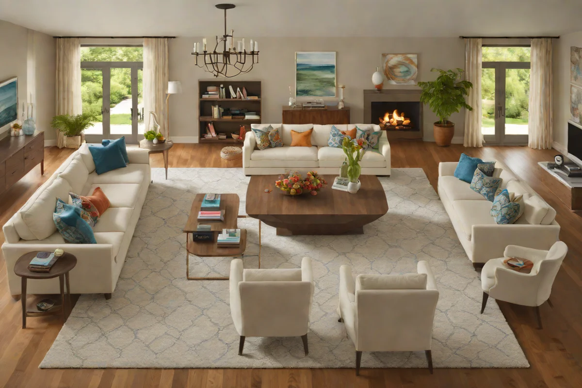 Define Zones with Properly Scaled Rugs - Small Living Room Layout