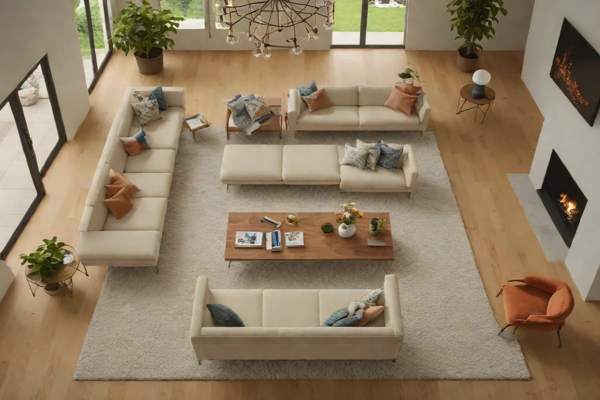 The 2/3 Sofa-to-Rug Ratio - Small Living Room Layout