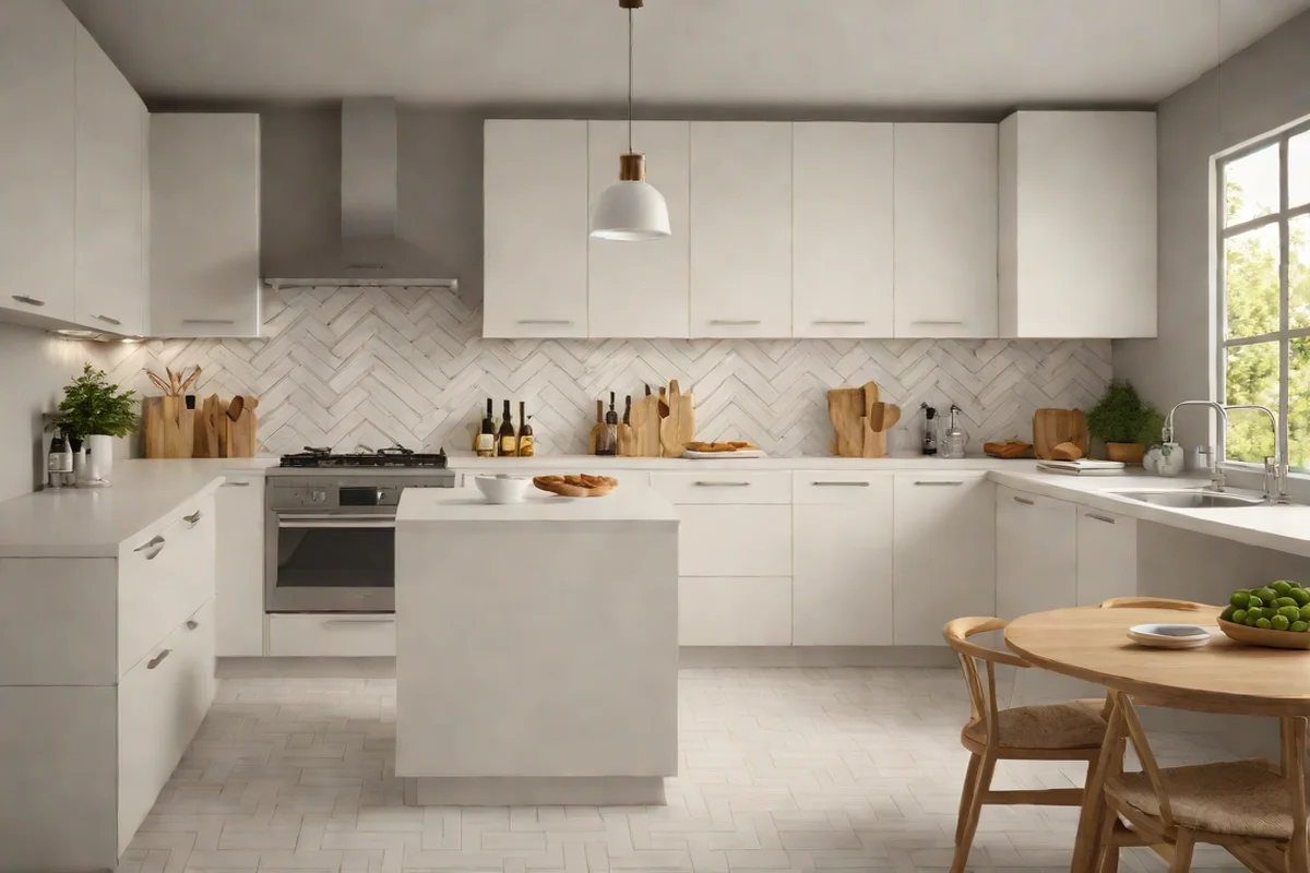 The Herringbone Geometric Shift - White Kitchen Design Ideas