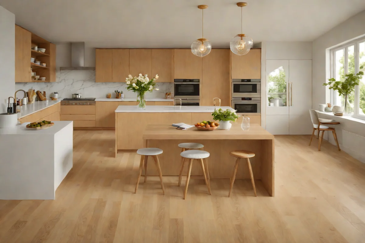 Light Oak Herringbone Flooring - White Kitchen Design Ideas