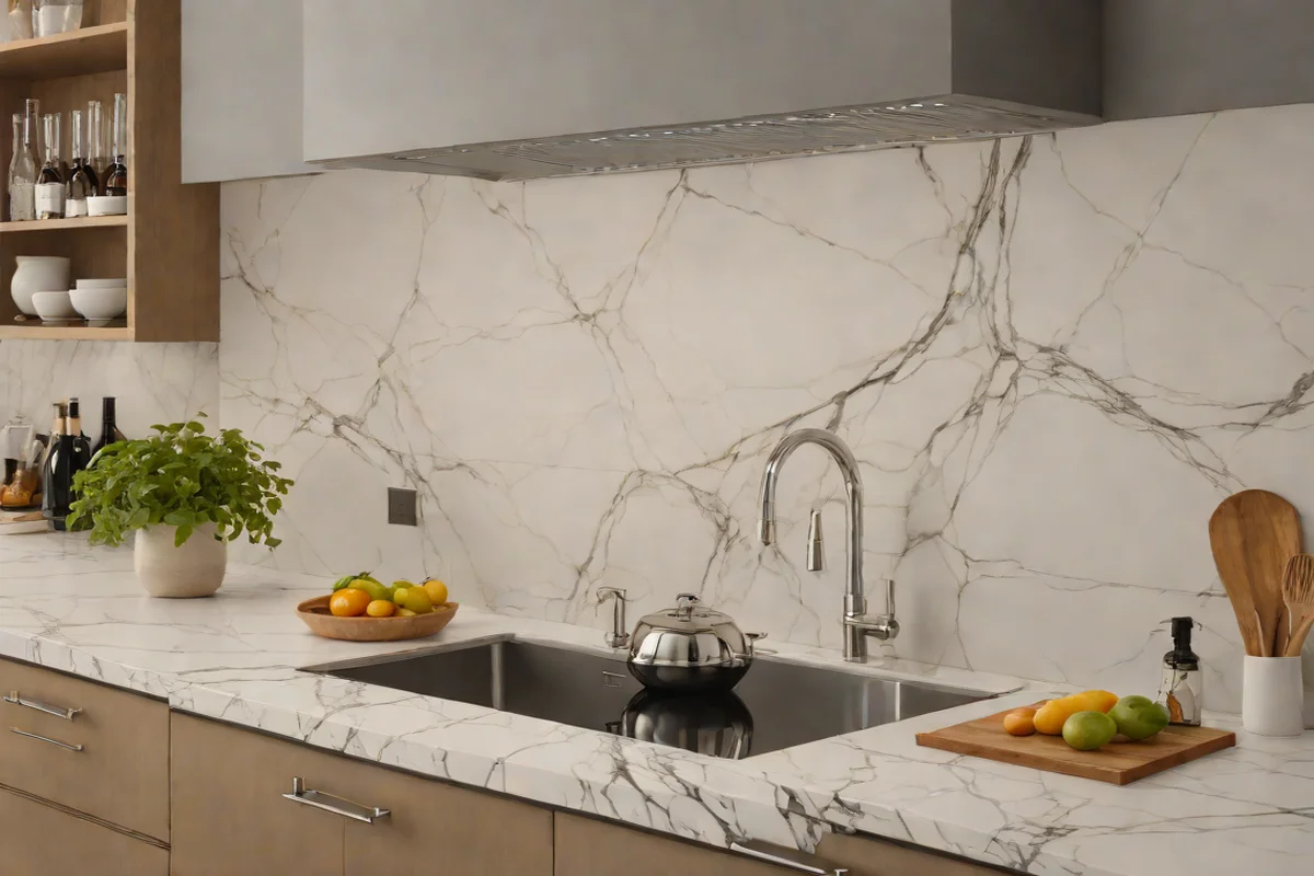The Full-Slab Calacatta Backsplash - White Kitchen Design Ideas
