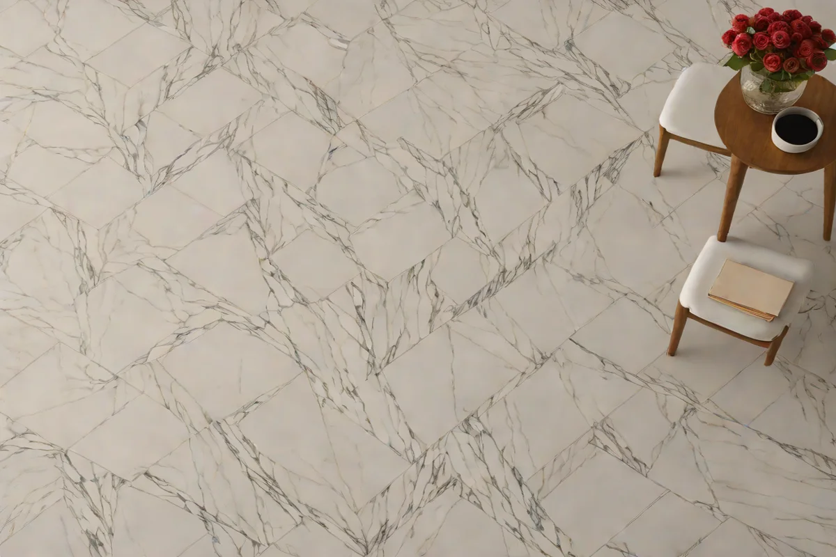 Honed Carrara Marble Chevrons - Bathroom Floor Tile Ideas