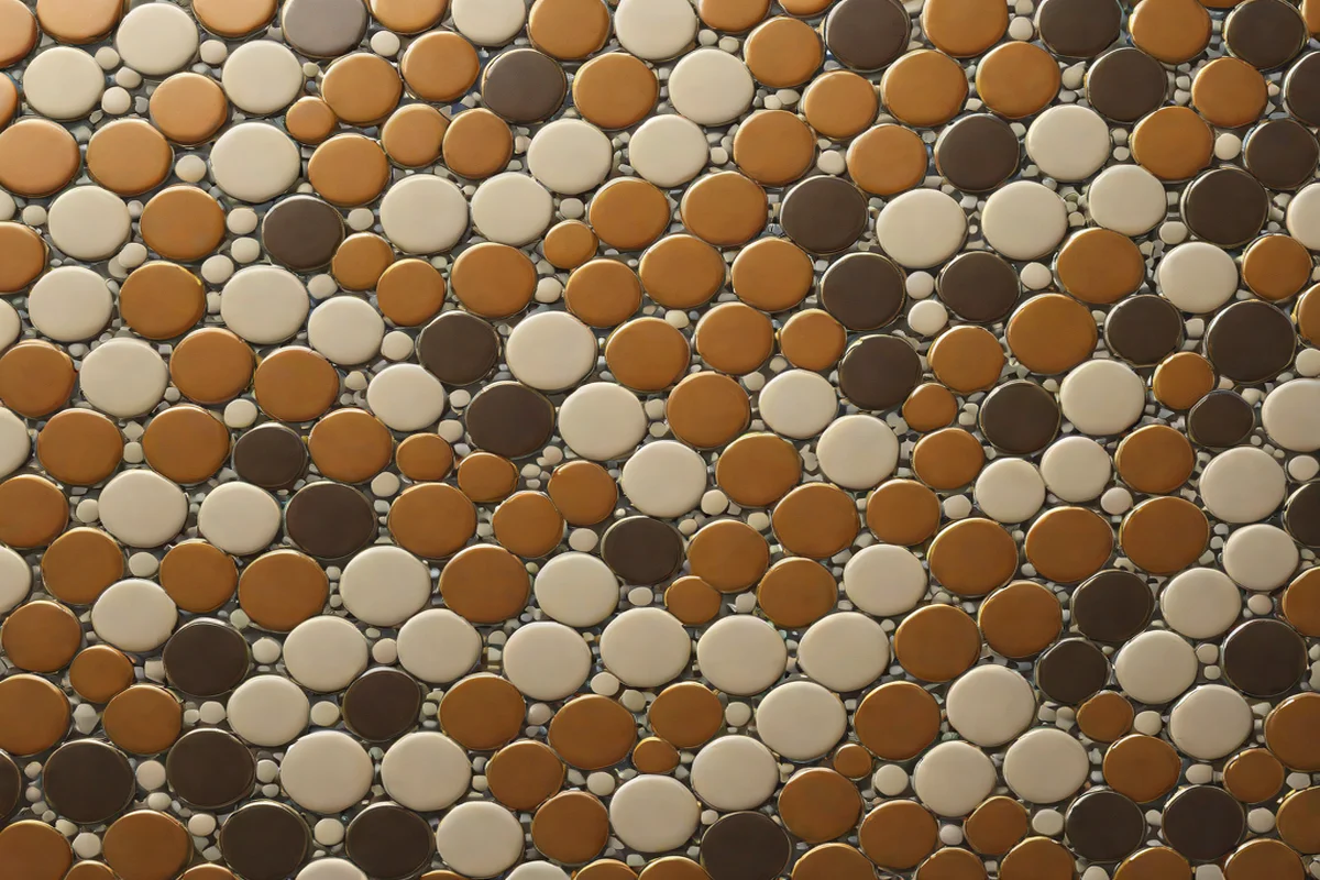 Penny Round Mosaics with High-Contrast Grout - Bathroom Floor Tile Ideas