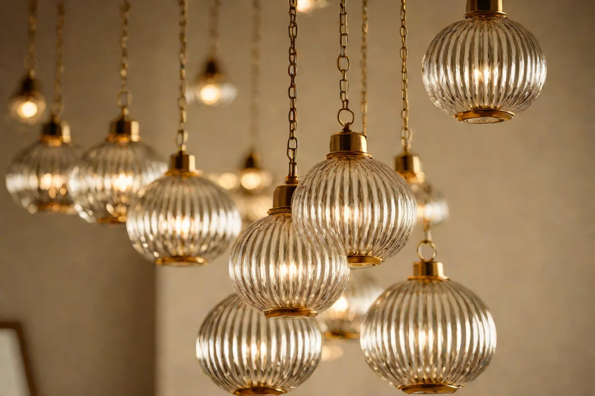 Fluted Glass Pendant Spheres - Bedroom Lighting Ideas
