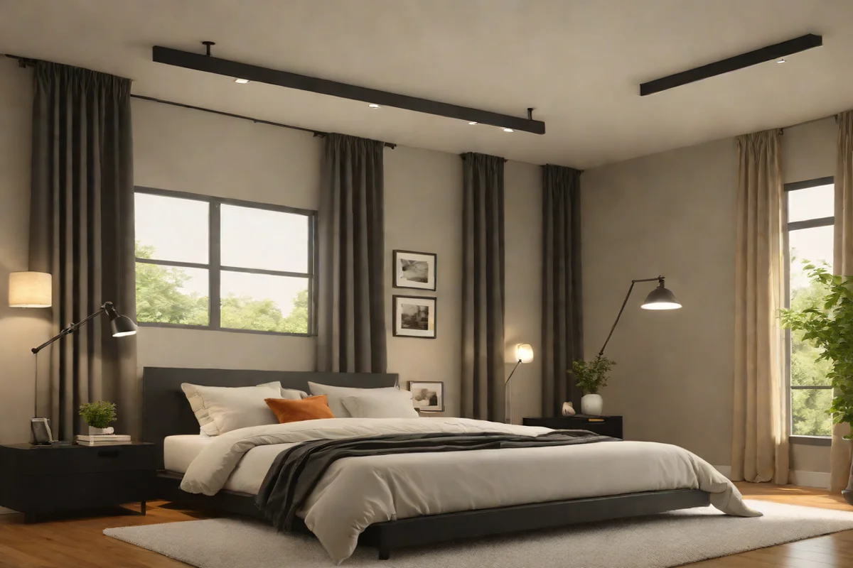 Perpendicular Matte Black Track Lighting - Bedroom Lighting Ideas