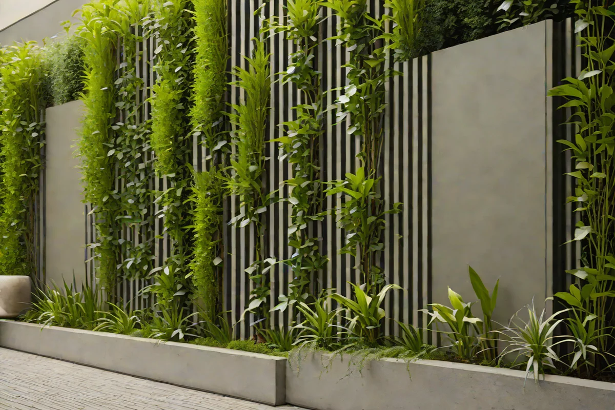 Vertical Planter Screening and Biophilic Buffers: - Concrete Slab Patio Makeover Ideas