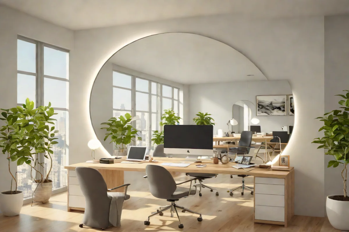 Expanding Visual Space with a Mirror Multiplier - Home Office in Your Living Room