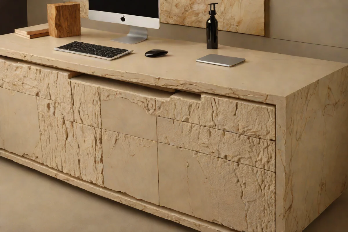 Monolithic Stone-Topped Sideboard Desks - Home Office in Your Living Room