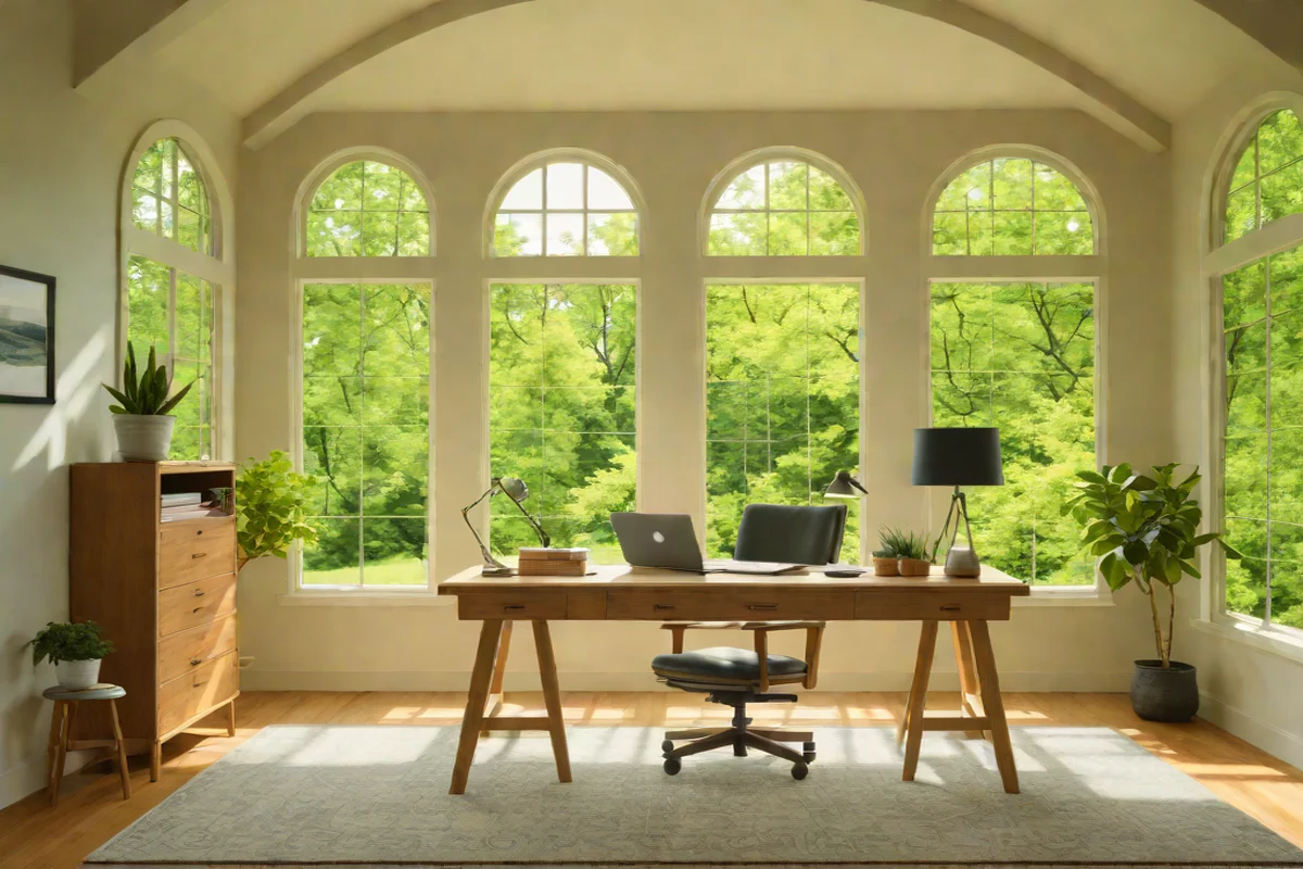 Symmetrical Window Flanking - Home Office in Your Living Room