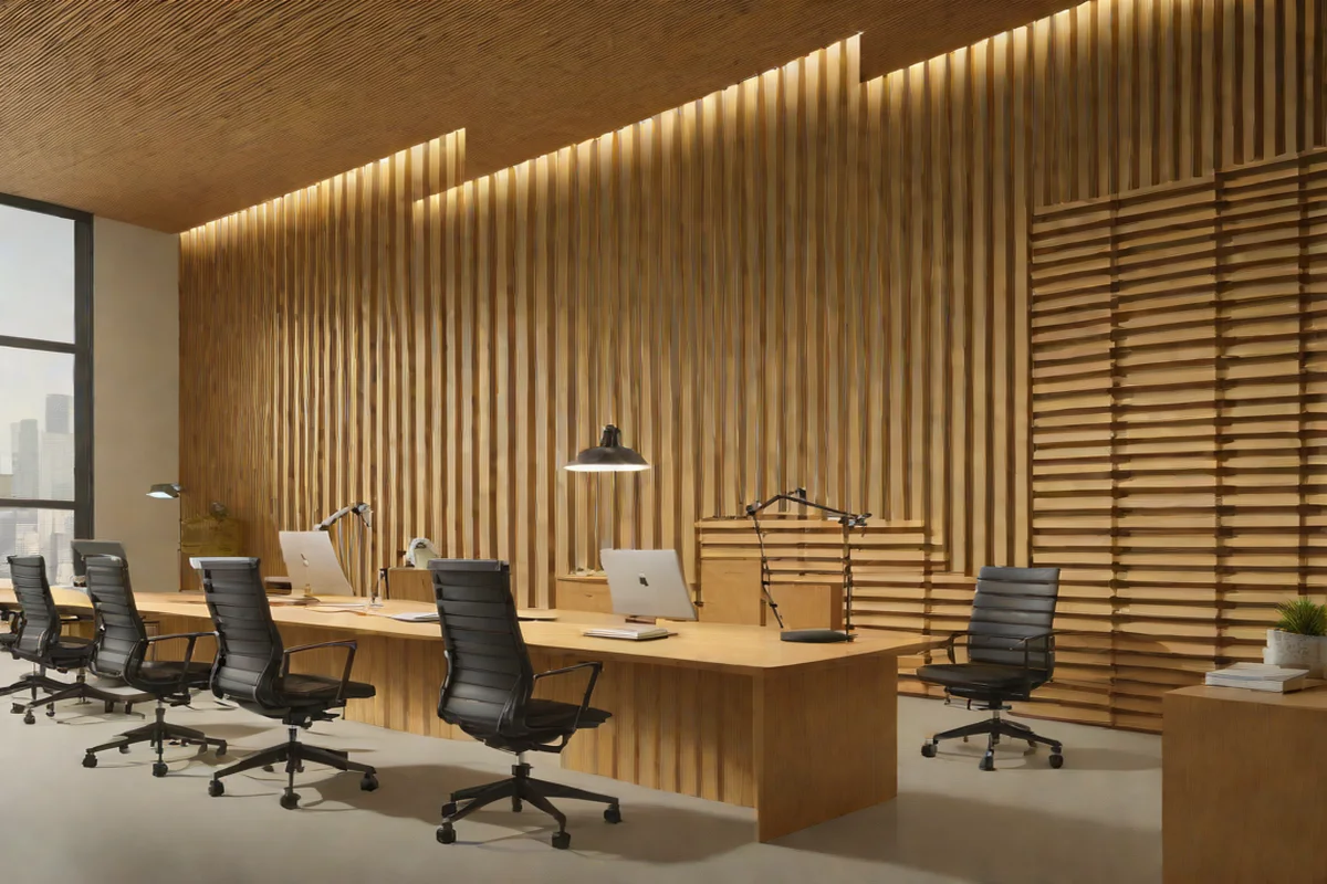 The Linear Rhythm Slat-Wall Boundary - Home Office in Your Living Room